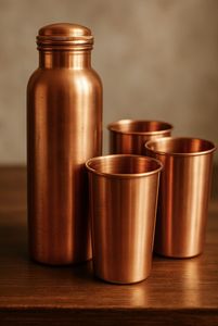 Jarra de agua minimalista de metal con textura martillada y tapa, portátil, para bebidas en casa - Product Image 3