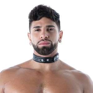 ปลอกคอหนังสีดำแบบปรับได้สำหรับผู้ชาย สไตล์ Kinky Pocket Collar - Product Image 4