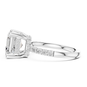 Anillo de Compromiso de Diamantes Cultivados en Laboratorio con Certificación IGI, Oro Sólido de 14K, Corte Asscher de 4 CT y Corte Brillante Redondo, para Mujer - Product Image 1