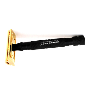 Luxury Black & Gold Double Edge Safety Razor Stainless Steel Professional Wet Shaving Razor for <b>Men</b> Barber Salon OEM ODM Custom - Product Image 3