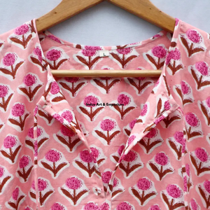 Beautiful floral Cotton Block Printed dress Dress For Casual wear Hand Block Printed Dress - Product Image 3
