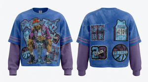 Offre Spéciale – T-shirt Hip-Hop Tendance à Double Manches et Col Montant, Respirant, Confortable, Coupe Ample et Oversize, Personnalisable, 100% Coton - Product Image 2