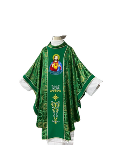 ชุดบาทหลวงสีเขียวมันวาว ผ้าโพลีเอสเตอร์ ปักลายทอง พร้อมผ้าคลุมไหล่  ใส่สบาย นุ่ม ทุกฤดู - Product Image 2