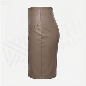 Women High Waist Faux Leather Mini Pencil <b>Skirt</b> Solid Color <b>Tight</b> Fit Minimalist Style All Seasons Wear - Product Image 3