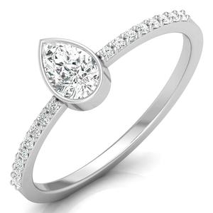 Anillo redondo de media eternidad con corte de pera, anillo de oro amarillo con moissanita, diamante, declaración, banda de boda, anillos de dedo, regalo para mujer - Product Image 3