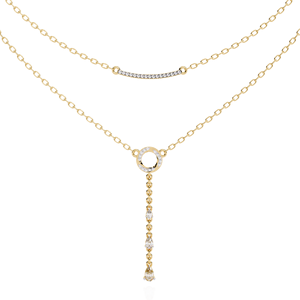 Collar en Y de Dos Piezas con Barra Sonriente y Gota de Pera en Oro Amarillo de 10K, 14K y 18K - Product Image 1