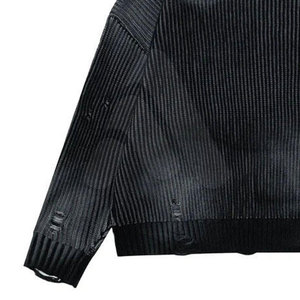 Pull en maille délavé pour homme, style décontracté, coupe oversize, mode urbaine, OEM ODM, streetwear de luxe, 100% coton respirant - Product Image 5