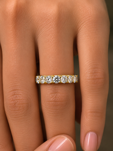 Anillos de Oro Sólido de 14K al por Mayor con Diamantes Cultivados en Laboratorio, Corte Brillante Redondo, Montura en U, Anillos de Boda de Eternidad Completa para Mujer, Joyería Fina - Product Image 2