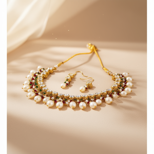 Conjunto de Joyería Fina con Perlas y Circonitas, Chapado en Oro de 18K, para Boda, Estilo Moderno - Product Image 3
