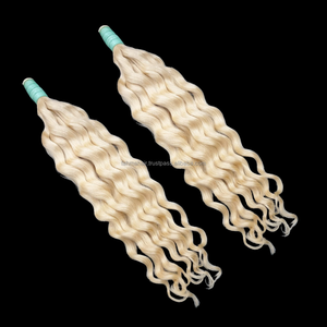 100% Pure Human Hair Extensions Indonesian Blonde Cuticle Aligned <b>Tangle</b>-Free Remi Hair Bundles with Jerry Curl Style - Product Image 5