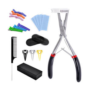 <b>Hair</b> Extension Installation Kit Metal Crimping Tool With Clips Combs And Sealing <b>Pads</b> For Tape <b>Hair</b> Extensions Stainless steel - Product Image 1