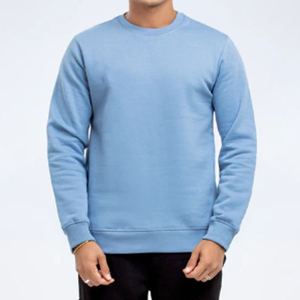 เสื้อสเวตเชิ้ตผู้ชายทรงปกติ ผ้าฝ้ายฟลีซสีพื้น 100% คอกลม แขนยาว ทรงหลวม ระบายอากาศได้ดี คุณภาพสูง เหมาะสำหรับฤดูหนาว - Product Image 1