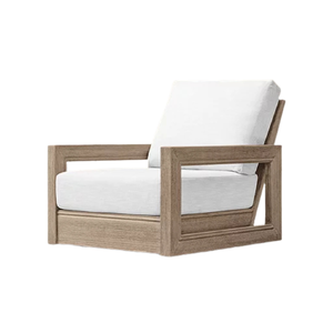 Sillón Moderno de Teca Sólida, Respaldo de Listones con Marco Abierto, Diseño Arquitectónico, Muebles Ecológicos para Exteriores y Hoteles - Product Image 1