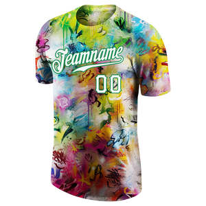Camiseta de Béisbol Personalizada con Sublimación de Graffiti, Estilo Urbano, Uniforme de Equipo, OEM, ODM, Marca Privada, Proveedor al por Mayor - Product Image 3