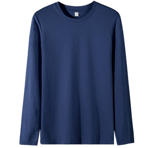 Camiseta de Manga Larga Unisex OEM de Algodón Peinado 190G, Cuello Redondo, Color Sólido, Informal, para Adolescentes, Camiseta Básica de Manga Larga para Hombre - Product Image 3