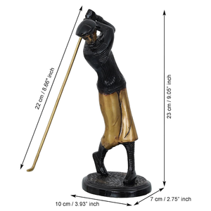 Figura Decorativa de Jugador de Golf en Metal Chapado en Oro Pulido, Hecha a Mano, con Palo de Golf, para Decoración de Hogar, Oficina, Escritorio o Estante - Product Image 4