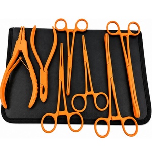 Kit d'outils de piercing corporel Luminex Impex 8 pièces en acier inoxydable arc-en-ciel, ensemble professionnel de pinces pour oreilles, nez et tétons avec étui - Product Image 5