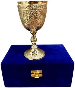 Gobelet à vin en laiton fait main, style vintage, poli, pour bar (200 ml) avec étui en velours bleu - Product Image 2