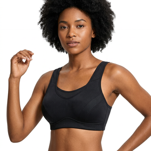 Soutien-gorge de sport pour femme à maintien élevé, noir, dos croisé, avec empiècements en mesh, séchage rapide, respirant, pour gym, yoga et fitness - Product Image 6