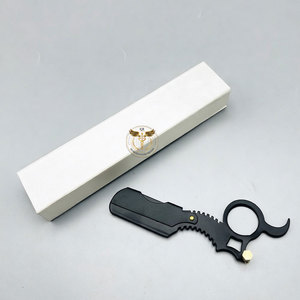 Rasoir de sécurité professionnel pliable en acier inoxydable noir, rasoir manuel à lame remplaçable, outil de salon de luxe - Product Image 1