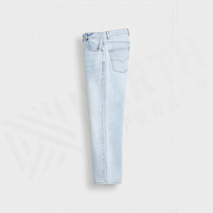 Jean en denim coupe droite délavé clair pour homme, taille haute, coupe classique, en coton, style décontracté, pantalon de printemps - Product Image 3