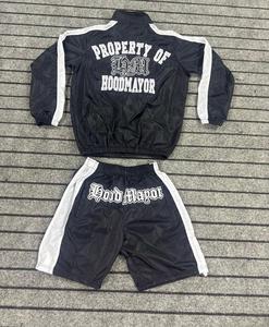 Men's Winter Running Sportswear High Quality <b>Nylon</b> Hooded Short Set <b>100</b>% Cotton Top Selling New Design for Outdoor Sports - Product Image 4