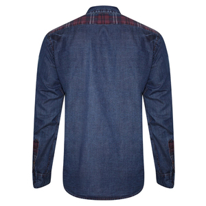 Chemise-veste en jean classique pour homme, en denim épais, manches longues, avec poche décorative en cuir, vente en gros - Product Image 4