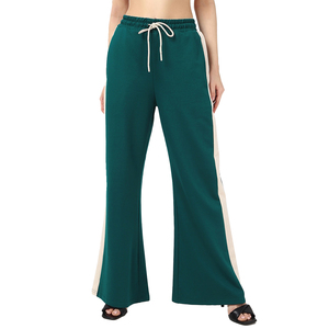 Pantalon de survêtement décontracté OEM pour femme, coupe ample à jambes larges, devant plat, en molleton de coton, idéal pour l'extérieur - Product Image 1