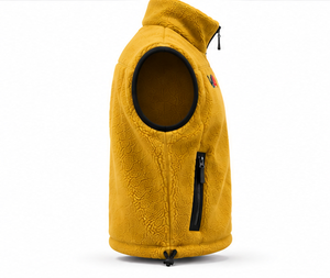 Gilet polaire jaune pour homme très demandé, col montant, fermeture éclair intégrale, poches avant, coupe-vent, vêtement d'extérieur décontracté, tenue d'hiver, OEM - Product Image 3