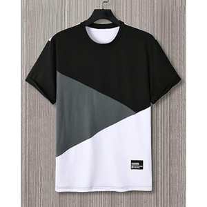 Color Block <b>Geometric</b> Pattern Men's T-<b>Shirt</b> Short Sleeve O-Neck Casual Streetwear Tee Quick Dry Anti-Wrinkle Loose - Product Image 1