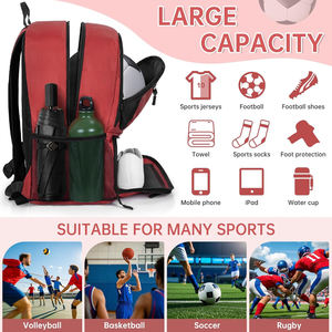 Professional Soccer <b>Backpack</b> with Ball Compartment and Separate Shoe Pocket Durable Athletic Bag for Players - Product Image 5
