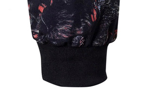 Blouson bomber homme noir et rouge à imprimé graphique, streetwear personnalisé, fermeture éclair, léger, mode, vêtements d'extérieur OEM, sublimation - Product Image 4