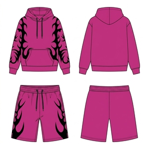 Conjunto de Sudadera con Capucha y Pantalones Cortos Deportivos Personalizados de Forro Polar para Escuelas y Universidades, Proveedor de Pedidos al por Mayor - Product Image 3