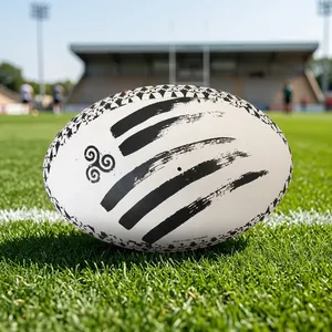 Ballon d'entraînement de rugby personnalisé, caoutchouc synthétique de qualité supérieure, durable, disponible en tailles 3, 4 et 5 pour enfants, jeunes et adultes - Product Image 6