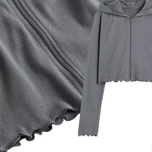 Sudadera corta con cremallera, acanalada, transpirable, talla grande, para mujer, otoño invierno, personalizada, sin logo, corte amplio. - Product Image 6