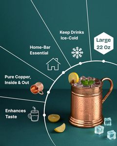 Traditional and Classic Copper Mule <b>Mug</b> with Elegant Design Perfect for Cocktails Mocktails and Refreshing Summer Drinks - Product Image 6