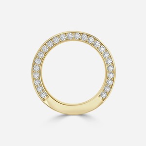 Anillo de Boda Ancho de Dos Hileras con Diamantes Redondos Brillantes de 3.75CT, Oro Amarillo de 14KT, Anillo de Aniversario para Mujer, Venta al Por Mayor - Product Image 3