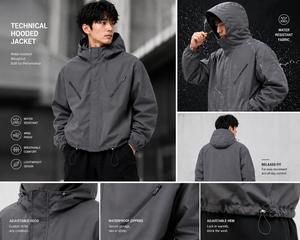 เสื้อแจ็คเก็ตผู้ชายกันน้ำ ทนลม ปรับฮู้ดได้ เสื้อกันฝนสำหรับกิจกรรมกลางแจ้ง รับผลิตแบบ OEM ODM ขายส่งจำนวนมาก - Product Image 3