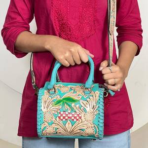 Sac de voyage mini Speedy en cuir véritable fait main style occidental avec motif cerise, sac de sport, sac de week-end, sac bandoulière unisexe - Product Image 2