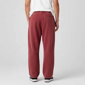 Nouveaux pantalons de survêtement décontractés pour hommes en toile, personnalisés avec logo sérigraphié, en polyester/coton respirant, écologiques et délavés à l'acide, vente en gros - Product Image 3