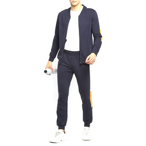 Men's Orange Solid 2 in 1 Loose Fit Full <b>Zip</b> Half-<b>zip</b> Casual Sportswear Set Winter Wear Breathable Polyester Fabric - Product Image 1