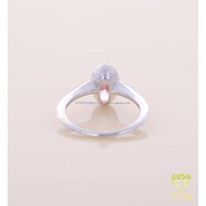 Bague de fiançailles en or blanc avec diamant de laboratoire ovale rose, solitaire, bague de promesse, bague de mariage pour femme, bijoux élégants - Product Image 5