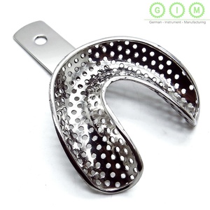 Kit de porte-empreintes dentaires professionnels en acier inoxydable perforés autoclavables pour la réalisation d'empreintes supérieures et inférieures - Product Image 4