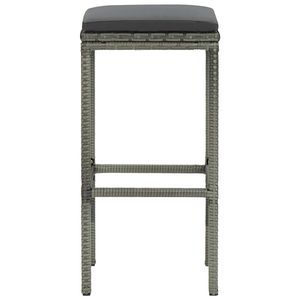 Set di 3 sgabelli da bar in polyrattan grigio con poggiapiedi standard - Product Image 4