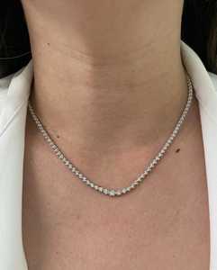 Collier tennis gradué en or 14K et argent 925, diamant de laboratoire taille brillant rond, bijoux classiques pour usage quotidien, prix de gros - Product Image 1