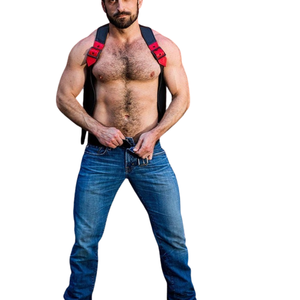 Camisa de Cuero Roja Intensa Dark Room Berlin Bar con Elegantes Tirantes, Estilo Formal, Sin Mangas, Transpirable, para un Look Atrevido y a la Moda - Product Image 1