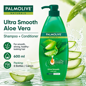 Palmolive Naturals Ultra Smooth Aloe Vera <b>Shampoo</b> 600ml | 2-in-1 Helps strengthen hair - Product Image 1