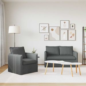 Divano in tessuto grigio scuro 196 x 82 x 85 cm, set da soggiorno in 2 pezzi - Product Image 3