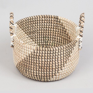Lớn Châu Phi CuộN cỏ biển lưu trữ giỏ Vòng mô hình dệt <span class=keywords><strong>wicker</strong></span> giặt giỏ với xử lý đóng hộp lưu trữ Nhà Phụ kiện - Product Image 4