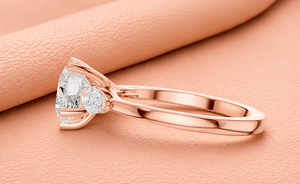 Bague de fiançailles en diamant taillé en forme de cœur, or rose, trois pierres, bague de mariée, bijoux de mariage de luxe, cadeau d'anniversaire - Product Image 3
